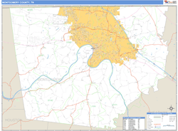 Montgomery County, TN Zip Code Wall Map