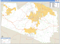 Williamson County, TN Zip Code Wall Map