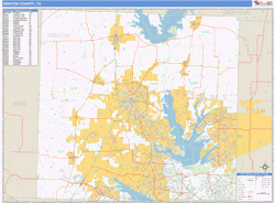 Denton County, TX Zip Code Wall Map