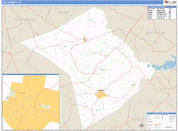 Lee County, TX Zip Code Wall Map