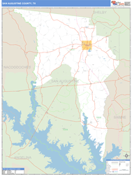 San Augustine County, TX Zip Code Wall Map