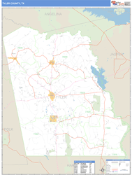 Tyler County, TX Zip Code Wall Map