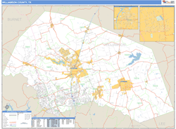 Williamson County, TX Zip Code Wall Map