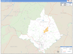 Amherst County, VA Zip Code Wall Map