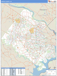 Fairfax County, VA Zip Code Wall Map