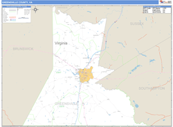 Greensville County, VA Zip Code Wall Map