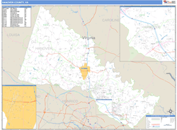 Hanover County, VA Zip Code Wall Map