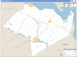 Surry County, VA Zip Code Wall Map