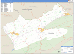 Tazewell County, VA Zip Code Wall Map