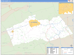 Wythe County, VA Zip Code Wall Map