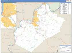 Wood County, WV Zip Code Wall Map