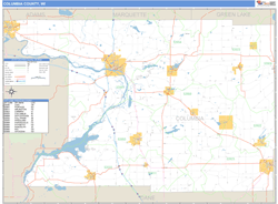 Columbia County, WI Zip Code Wall Map