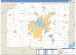 Dane County, WI Zip Code Wall Map