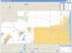 Kenosha County, WI Zip Code Wall Map