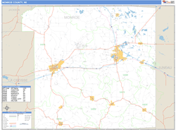 Monroe County, WI Zip Code Wall Map