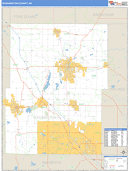 Washington County, WI Zip Code Wall Map