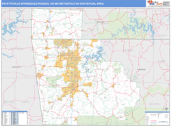 Fayetteville-Springdale-Rogers Metro Area Wall Map