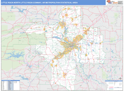 Little Rock-North Little Rock-Conway Metro Area Wall Map