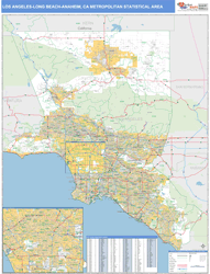 Los Angeles-Long Beach-Anaheim Metro Area Wall Map