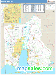 Mobile Metro Area Wall Map