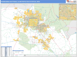 Phoenix-Mesa-Scottsdale Metro Area Wall Map