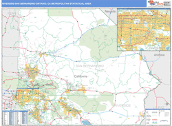 Riverside-San Bernardino-Ontario Metro Area Wall Map