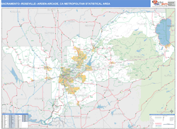 Sacramento-Roseville-Arden-Arcade Metro Area Wall Map