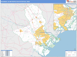 Savannah Metro Area Wall Map