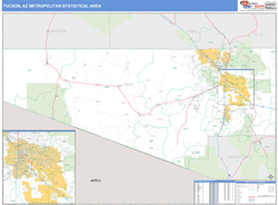 Tucson Metro Area Wall Map