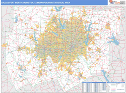 Dallas-Fort Worth-Arlington Metro Area Wall Map