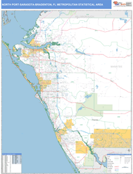 North Port-Sarasota-Bradenton Metro Area Wall Map