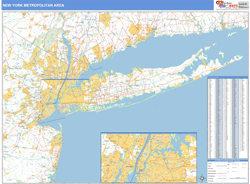 New York Metropolitan Area Metro Area Wall Map