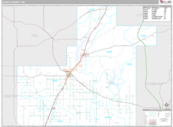 Atoka County, OK Wall Map