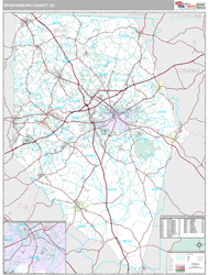 Spartanburg County, SC Wall Map