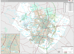 Travis County, TX Wall Map