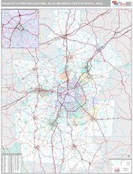 Charlotte-Concord-Gastonia Metro Area Wall Map