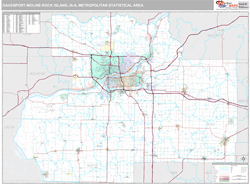 Davenport-Moline-Rock Island Metro Area Wall Map