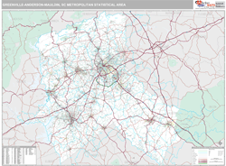 Greenville-Anderson-Mauldin Metro Area Wall Map