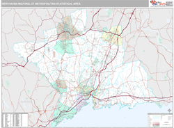 New Haven-Milford Metro Area Wall Map