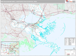 New Orleans-Metairie Metro Area Wall Map