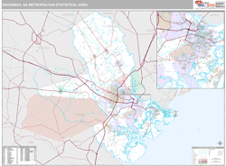 Savannah Metro Area Wall Map