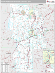 Worcester Metro Area Wall Map