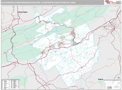 Blacksburg-Christiansburg-Radford Metro Area Wall Map