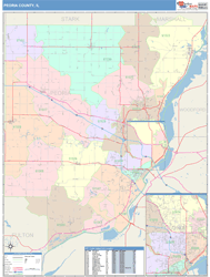 Peoria County, IL Wall Map