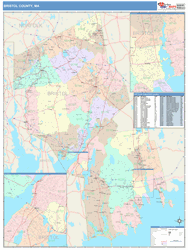 Bristol County, MA Wall Map