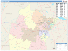 Hinds County, MS Wall Map