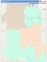 Lamar County, MS Wall Map