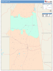 Adair County, OK Wall Map