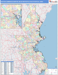 Boston-Cambridge-Newton Metro Area Wall Map