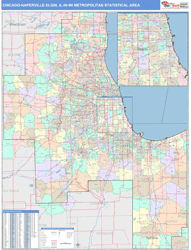 Chicago-Naperville-Elgin Metro Area Wall Map